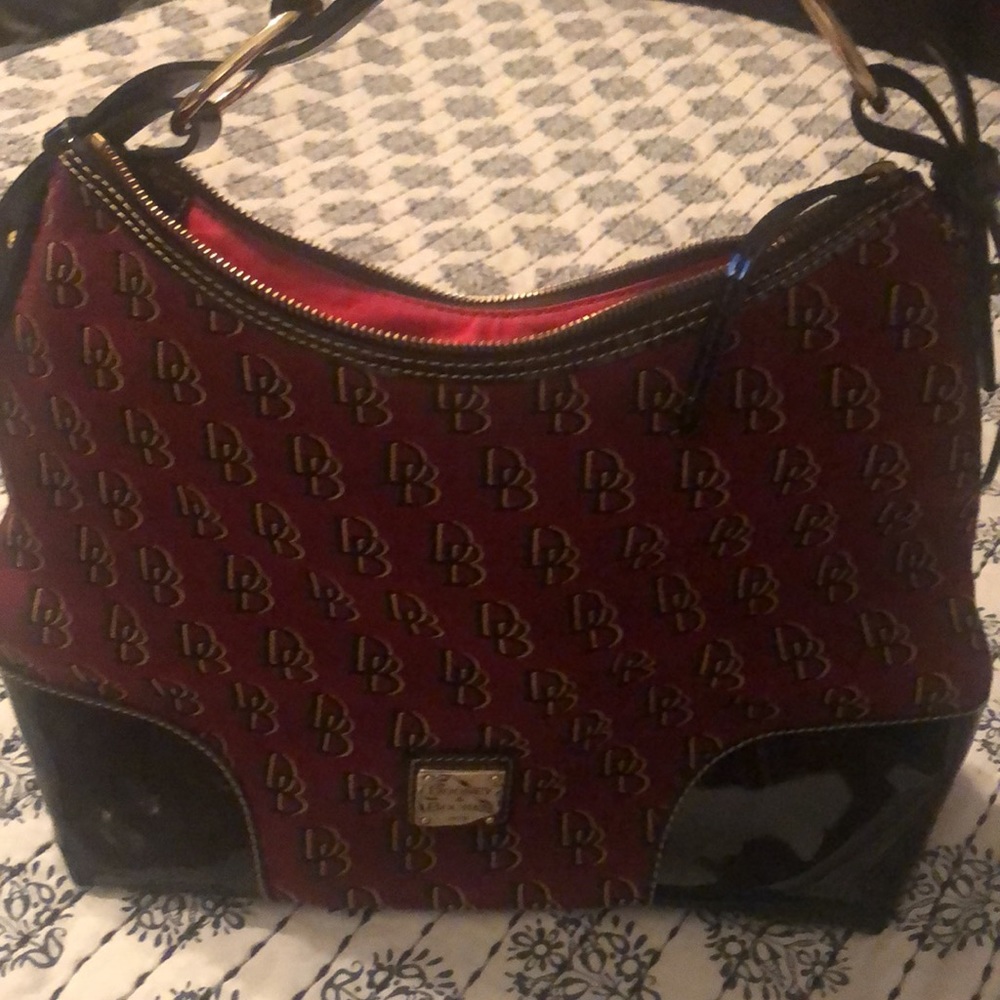 Dooney and Bourke red and black Hobo